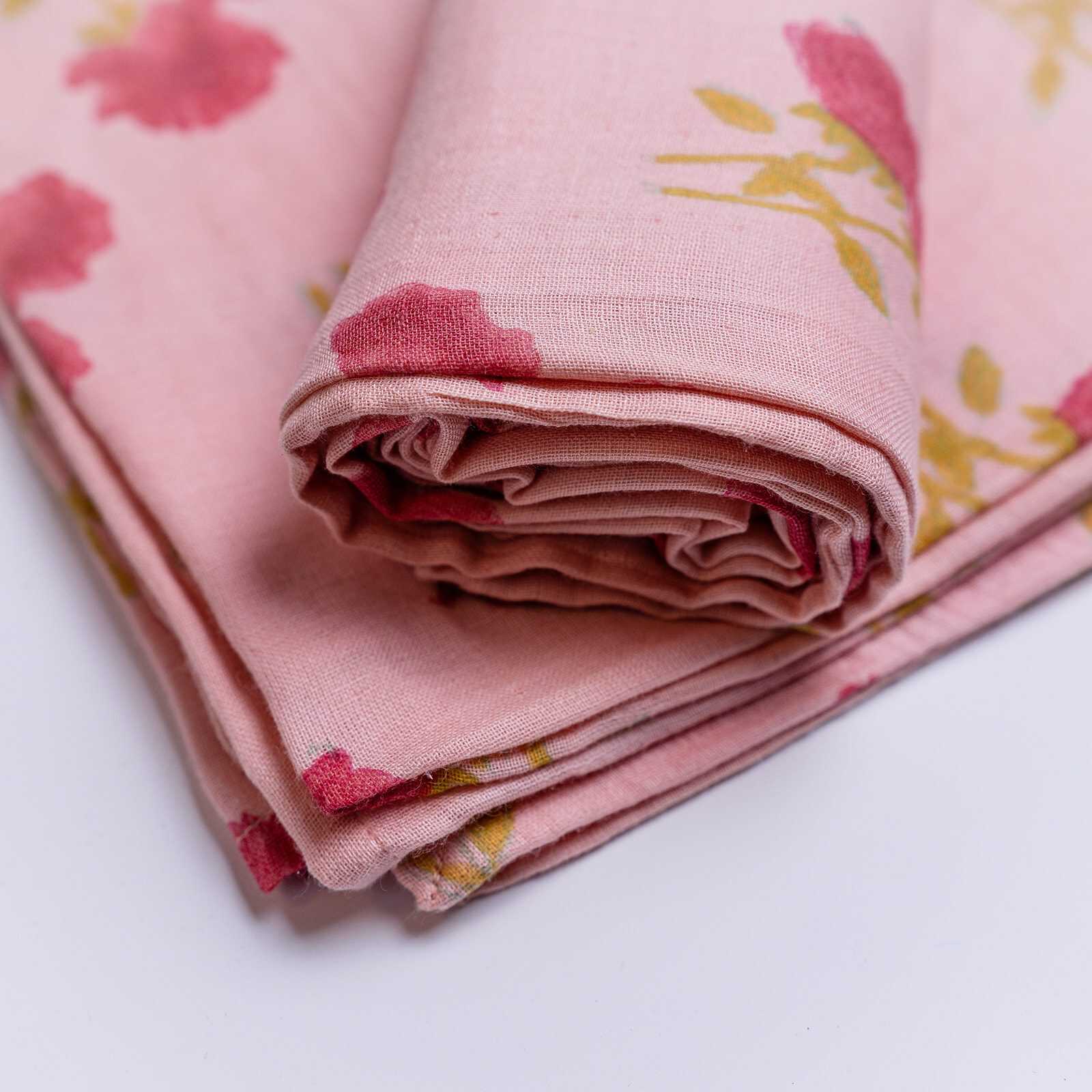 Organic Cotton Muslin Rose Swaddle - Pink - Image 5