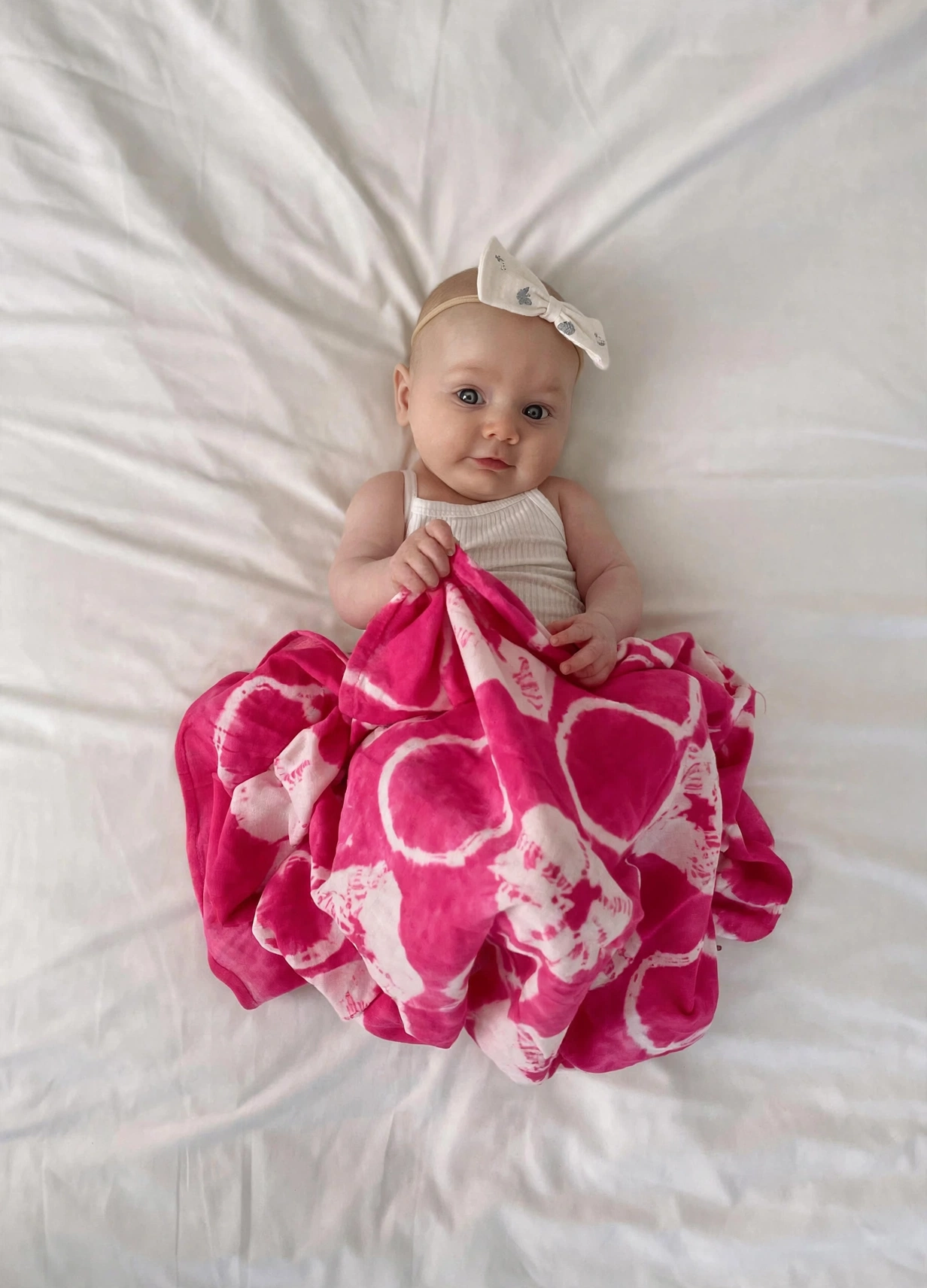 Organic Cotton Muslin Shibori Swaddle - Pink