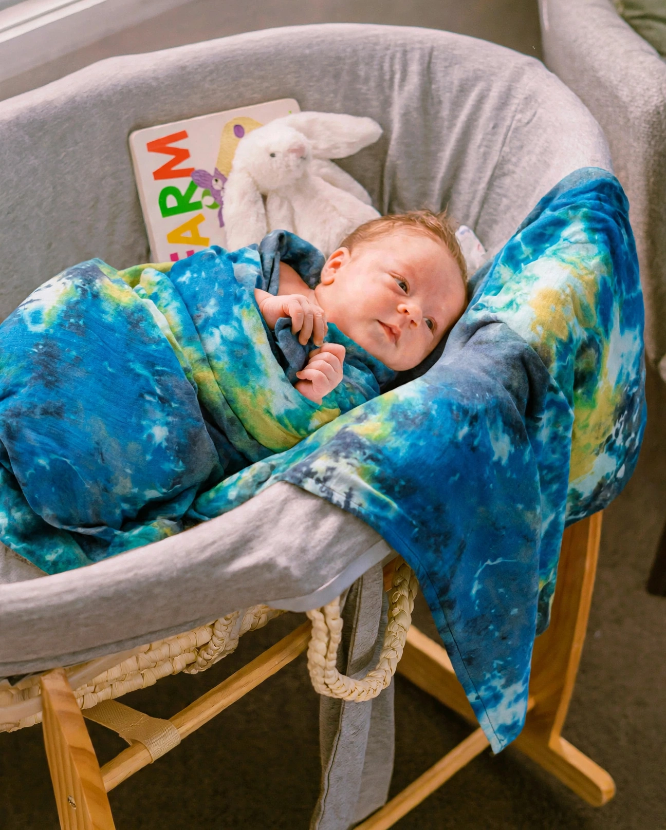 Organic Cotton Muslin Tie & Dye Swaddle - Indian Blue