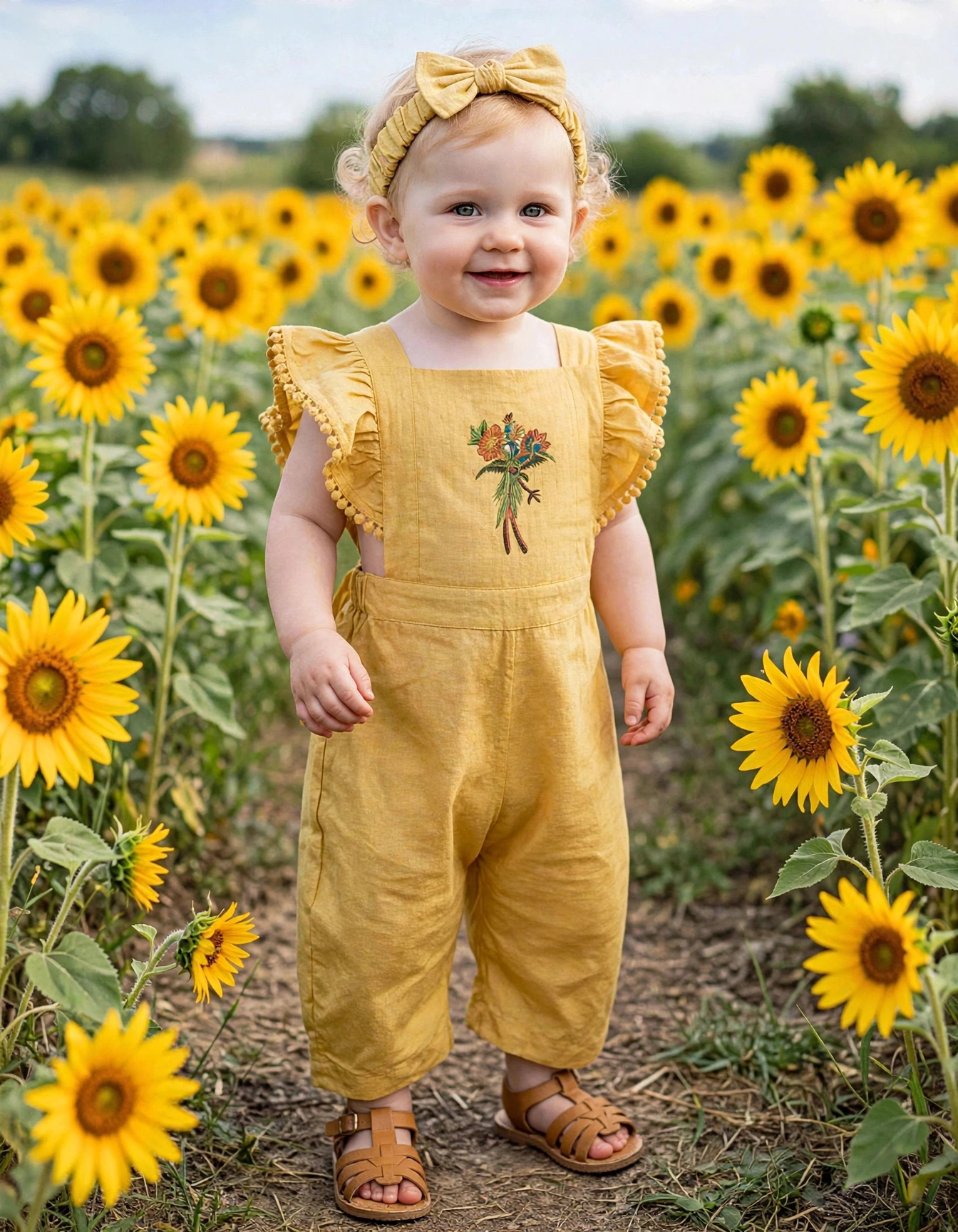 summer baby romper in yellow