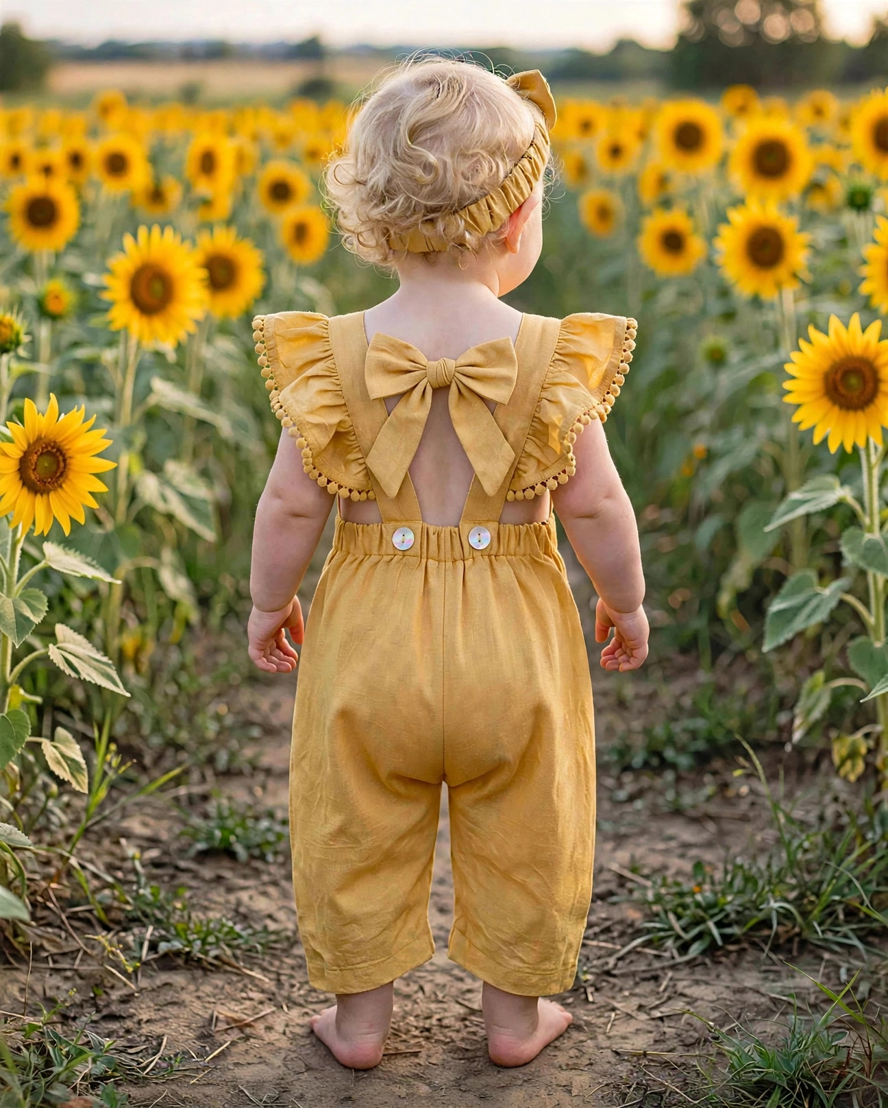 yellow romper back for baby girl