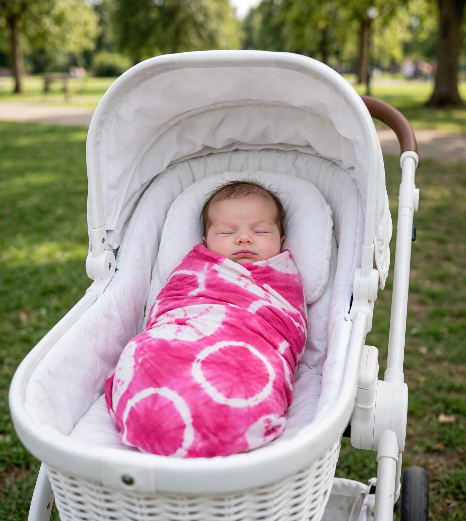 Organic Cotton Muslin Shibori Swaddle - Pink - Image 3