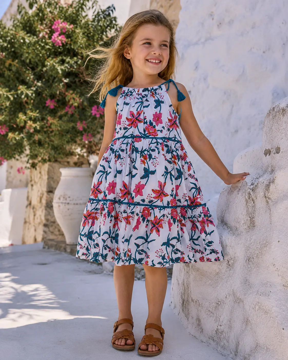 Organic Cotton Muslin Nora Dress - Tiger Lily